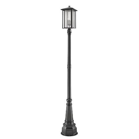 Z-Lite Aspen 3 Light Outdoor Post Mounted Fixture, Black And Clear Seedy 554PHXLR-564P-BK